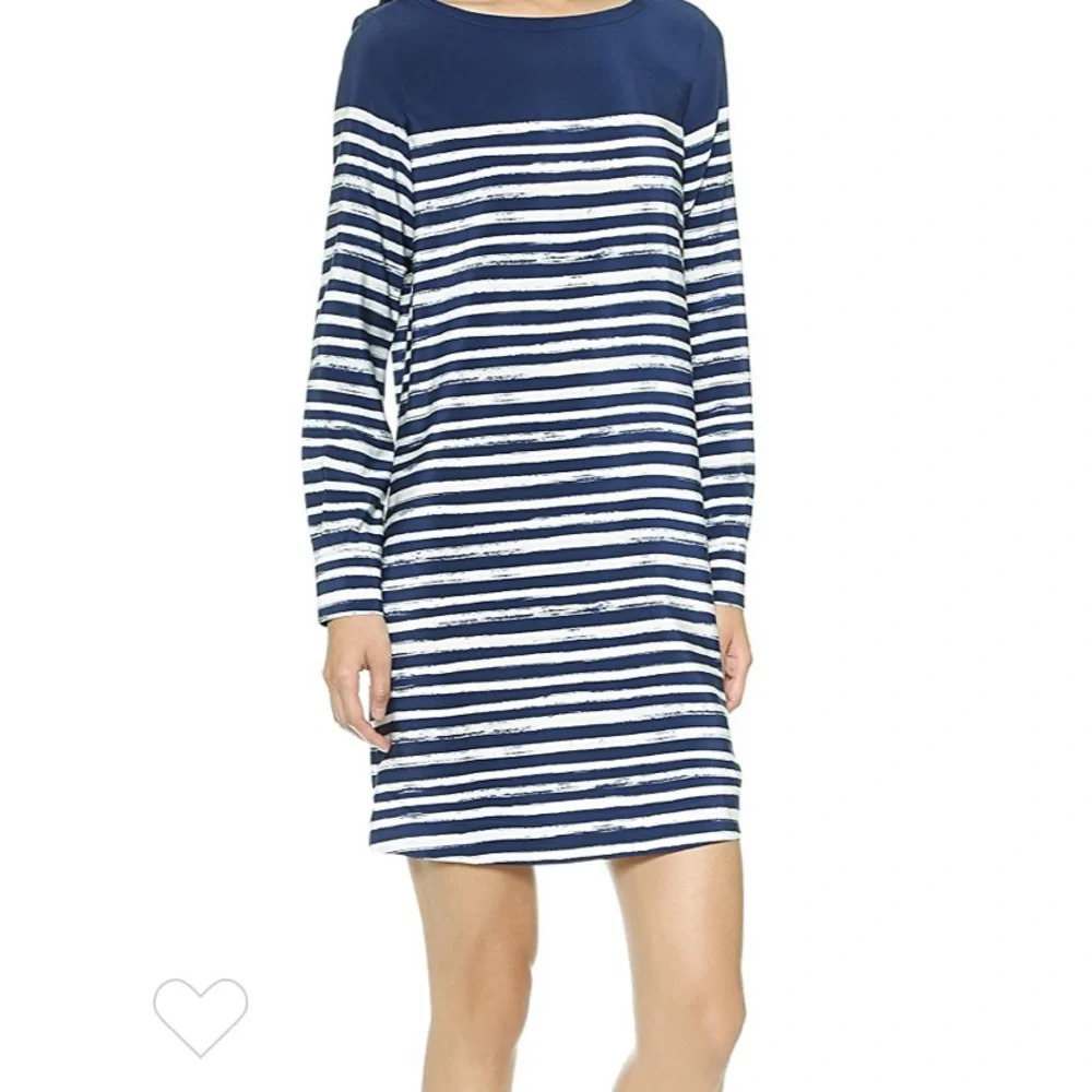 VINCE NWT Marker Stripe Long Sleeve Silk Dress - Picture 5 of 8
